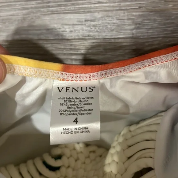 NWOT Venus cream yellow orange one piece swimsuit bathing suit cutouts 4 - Picture 6 of 10